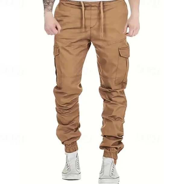 Men's Cargo Pants Trousers Drawstring Elastic Waist Multi Pocket Plain Wearable Outdoor Daily Camping & Hiking Fashion Classic Black Yellow
