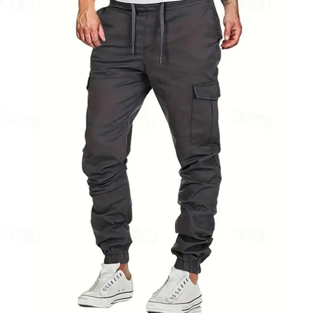 Men's Cargo Pants Trousers Drawstring Elastic Waist Multi Pocket Plain Wearable Outdoor Daily Camping & Hiking Fashion Classic Black Yellow