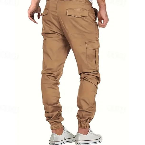 Men's Cargo Pants Trousers Drawstring Elastic Waist Multi Pocket Plain Wearable Outdoor Daily Camping & Hiking Fashion Classic Black Yellow