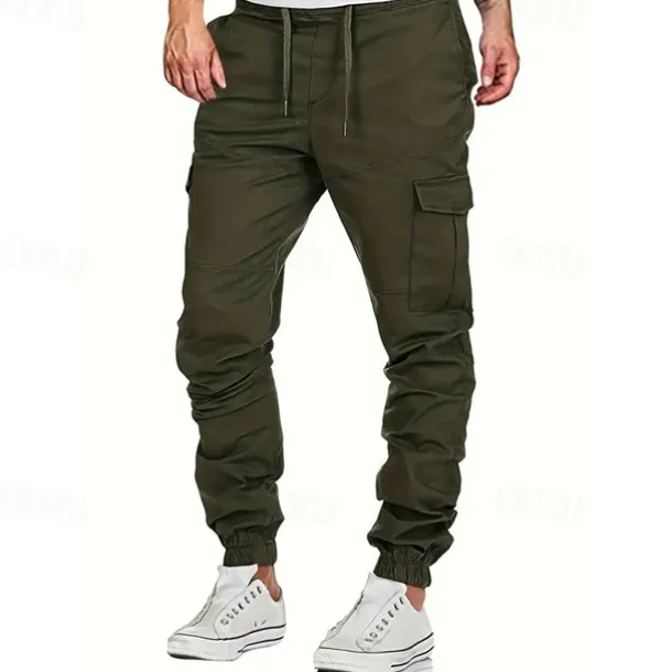 Men's Cargo Pants Trousers Drawstring Elastic Waist Multi Pocket Plain Wearable Outdoor Daily Camping & Hiking Fashion Classic Black Yellow