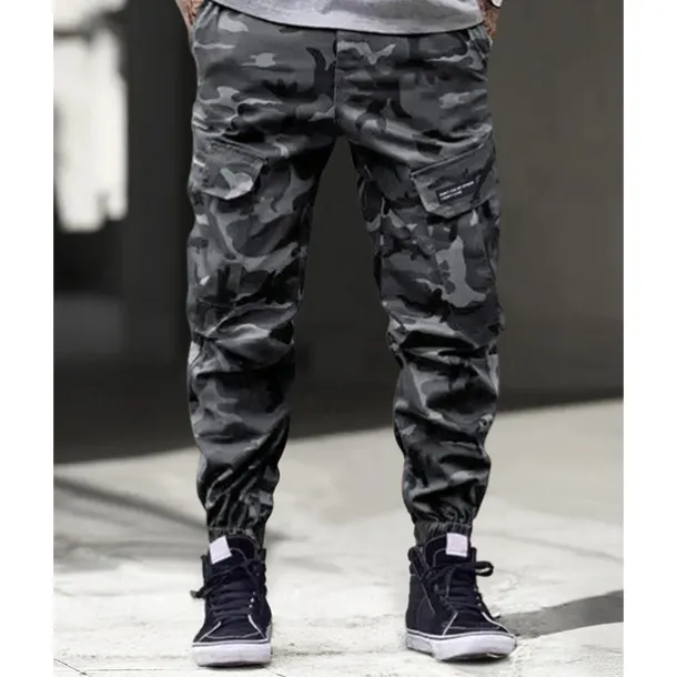 Men's Cargo Pants Trousers Camo Pants Elastic Waist Drawstring Multi Pocket Camouflage Wearable Outdoor Daily Camping & Hiking Fashion Classic Blue Green