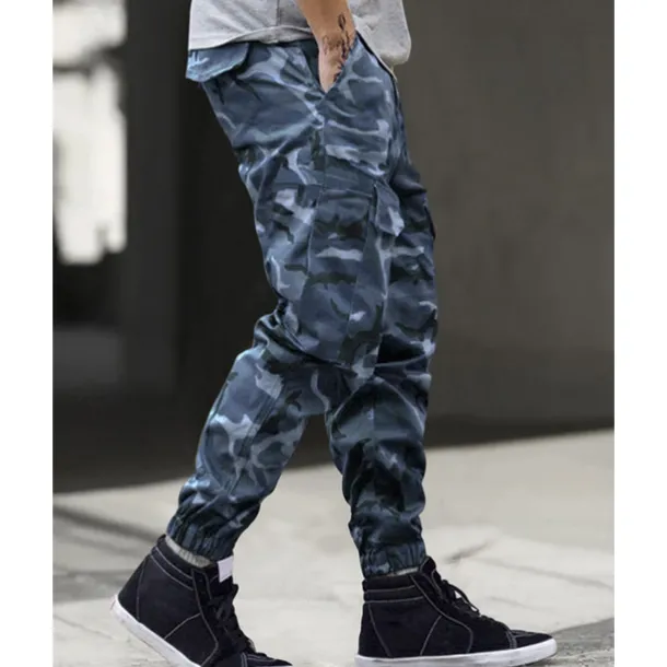 Men's Cargo Pants Trousers Camo Pants Elastic Waist Drawstring Multi Pocket Camouflage Wearable Outdoor Daily Camping & Hiking Fashion Classic Blue Green