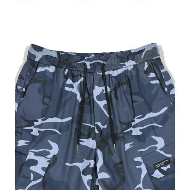 Men's Cargo Pants Trousers Camo Pants Elastic Waist Drawstring Multi Pocket Camouflage Wearable Outdoor Daily Camping & Hiking Fashion Classic Blue Green