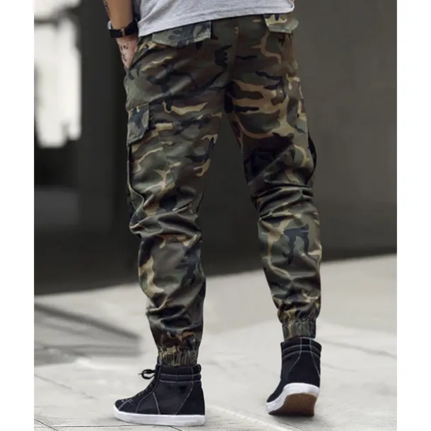 Men's Cargo Pants Trousers Camo Pants Elastic Waist Drawstring Multi Pocket Camouflage Wearable Outdoor Daily Camping & Hiking Fashion Classic Blue Green