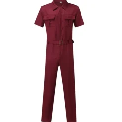 Men's Cargo Pants Work Pants Jumpsuit Rompers Solid Color Nightclub Streetwear Stylish Casual / Sporty Slim Black Wine