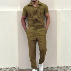 Men's Cargo Pants Work Pants Jumpsuit Rompers Solid Color Nightclub Streetwear Stylish Casual / Sporty Slim Black Wine