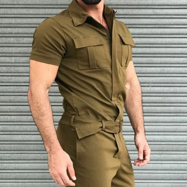 Men's Cargo Pants Work Pants Jumpsuit Rompers Solid Color Nightclub Streetwear Stylish Casual / Sporty Slim Black Wine