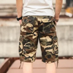 Men's Cargo Shorts Baggy Shorts Multi Pocket 6 Pocket Camouflage Breathable Knee Length Sports Outdoor Streetwear Casual Black Blue