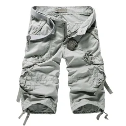 Men's Cargo Shorts Below Knee Length Shorts Capri Pants Hiking Shorts Multi Pocket Plain Calf-Length Daily Basic Big and Tall Wine Army Green