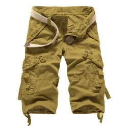 Men's Cargo Shorts Below Knee Length Shorts Capri Pants Hiking Shorts Multi Pocket Plain Calf-Length Daily Basic Big and Tall Wine Army Green