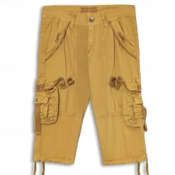 Men's Cargo Shorts Below Knee Length Shorts Capri Pants Hiking Shorts Multi Pocket Plain Calf-Length Daily Basic Big and Tall Wine Army Green