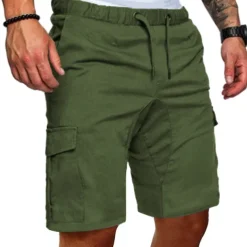 Men's Cargo Shorts Bermuda shorts Casual Shorts Drawstring Plain Comfort Breathable Casual Daily Holiday Fashion Classic Style Black Army Green