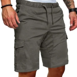 Men's Cargo Shorts Bermuda shorts Casual Shorts Drawstring Plain Comfort Breathable Casual Daily Holiday Fashion Classic Style Black Army Green