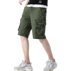 Men's Cargo Shorts Bermuda shorts with Side Pocket Multi Pocket Flap Pocket Solid Color Going out Streetwear Fashion Cargo Shorts ArmyGreen Blue