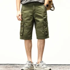 Men's Cargo Shorts Bermuda shorts with Side Pocket Multi Pocket Flap Pocket Solid Color Going out Streetwear Fashion Cargo Shorts ArmyGreen Blue