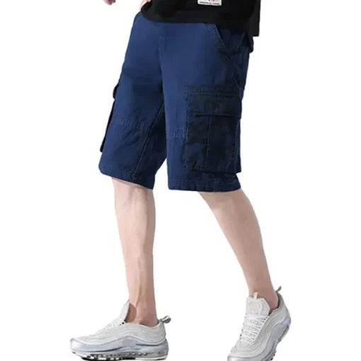 Men's Cargo Shorts Bermuda shorts with Side Pocket Multi Pocket Flap Pocket Solid Color Going out Streetwear Fashion Cargo Shorts ArmyGreen Blue