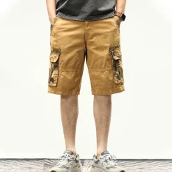 Men's Cargo Shorts Bermuda shorts with Side Pocket Multi Pocket Flap Pocket Solid Color Going out Streetwear Fashion Cargo Shorts ArmyGreen Blue