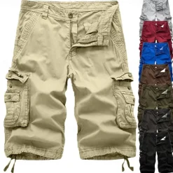 Men's Cargo Shorts Bermuda shorts Work Shorts Hiking Shorts Leg Drawstring Multi Pocket 6 Pocket Plain Knee Length Sports Outdoor Going out Streetwear Classic Black Red