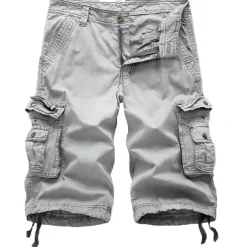 Men's Cargo Shorts Bermuda shorts Work Shorts Hiking Shorts Leg Drawstring Multi Pocket 6 Pocket Plain Knee Length Sports Outdoor Going out Streetwear Classic Black Red