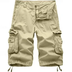 Men's Cargo Shorts Bermuda shorts Work Shorts Hiking Shorts Leg Drawstring Multi Pocket 6 Pocket Plain Knee Length Sports Outdoor Going out Streetwear Classic Black Red