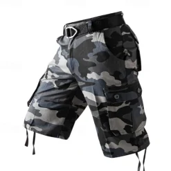 Men's Cargo Shorts Camo Shorts Shorts Summer Shorts Zipper Multiple Pockets Flap Pocket Camouflage Camo / Camouflage Comfort Wearable Short Outdoor Vacation Sport Casual Black Army Green