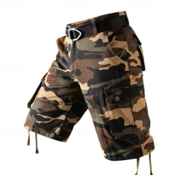 Men's Cargo Shorts Camo Shorts Shorts Summer Shorts Zipper Multiple Pockets Flap Pocket Camouflage Camo / Camouflage Comfort Wearable Short Outdoor Vacation Sport Casual Black Army Green