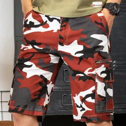 Men's Cargo Shorts Camo Shorts Shorts Zipper Multi Pocket Camouflage Comfort Wearable Knee Length Casual Daily Holiday Sports Fashion White Army Green