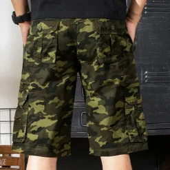 Men's Cargo Shorts Camo Shorts Shorts Zipper Multi Pocket Camouflage Comfort Wearable Knee Length Casual Daily Holiday Sports Fashion White Army Green