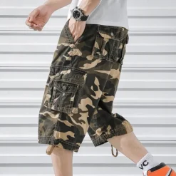 Men's Cargo Shorts Camo Shorts Shorts Summer Shorts Multi Pocket Flap Pocket Camo Camouflage Comfort Wearable Knee Length Outdoor Sport Daily Fashion Casual Camouflage Red Camouflage - Army Green