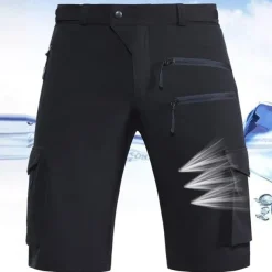 Men's Cargo Shorts Camping Shorts Shorts Hiking Shorts Elastic Waist Multi Pocket Plain Waterproof Quick Dry Knee Length Sports Outdoor Daily Camping & Hiking Classic Style Athleisure Black Blue