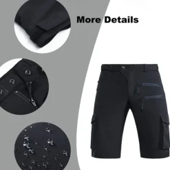 Men's Cargo Shorts Camping Shorts Shorts Hiking Shorts Elastic Waist Multi Pocket Plain Waterproof Quick Dry Knee Length Sports Outdoor Daily Camping & Hiking Classic Style Athleisure Black Blue