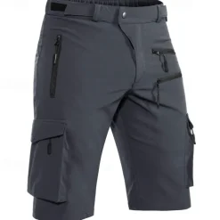 Men's Cargo Shorts Camping Shorts Shorts Hiking Shorts Elastic Waist Multi Pocket Plain Waterproof Quick Dry Knee Length Sports Outdoor Daily Camping & Hiking Classic Style Athleisure Black Blue