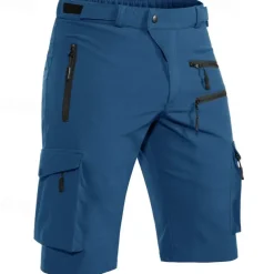 Men's Cargo Shorts Camping Shorts Shorts Hiking Shorts Elastic Waist Multi Pocket Plain Waterproof Quick Dry Knee Length Sports Outdoor Daily Camping & Hiking Classic Style Athleisure Black Blue