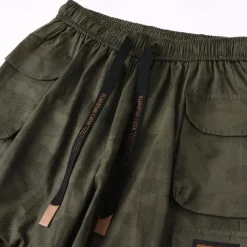 Men's Cargo Shorts Camping Shorts Camo Shorts Hiking Shorts Elastic Waist Straight Leg 6 Pocket Plain Camouflage Moisture Wicking Wearable Knee Length Outdoor Casual Daily Fashion Streetwear Black