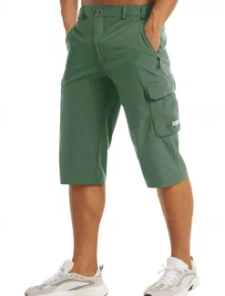 Men's Cargo Shorts Capri Pants Workout Shorts Hiking Shorts Going out Weekend Breathable Quick Dry Buttons Multiple Pockets Straight Leg Plain Knee Length Gymnatics Activewear Black Blue