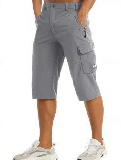 Men's Cargo Shorts Capri Pants Workout Shorts Hiking Shorts Going out Weekend Breathable Quick Dry Buttons Multiple Pockets Straight Leg Plain Knee Length Gymnatics Activewear Black Blue