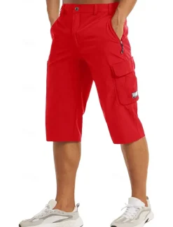 Men's Cargo Shorts Capri Pants Workout Shorts Hiking Shorts Going out Weekend Breathable Quick Dry Buttons Multiple Pockets Straight Leg Plain Knee Length Gymnatics Activewear Black Blue