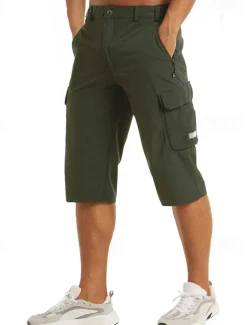 Men's Cargo Shorts Capri Pants Workout Shorts Hiking Shorts Going out Weekend Breathable Quick Dry Buttons Multiple Pockets Straight Leg Plain Knee Length Gymnatics Activewear Black Blue