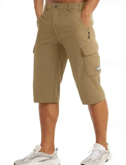 Men's Cargo Shorts Capri Pants Workout Shorts Hiking Shorts Going out Weekend Breathable Quick Dry Buttons Multiple Pockets Straight Leg Plain Knee Length Gymnatics Activewear Black Blue