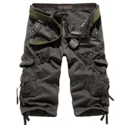 Men's Cargo Shorts Capri shorts Capri Pants Hiking Shorts Pocket Plain Comfort Breathable Calf-Length Work Casual Daily Fashion Streetwear Red Navy Blue