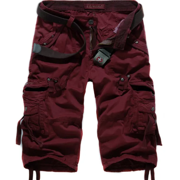 Men's Cargo Shorts Hiking Shorts Multi Pocket Plain Calf-Length Daily Basic Slim Wine Red Black