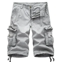 Men's Cargo Shorts Hiking Shorts Zipper Pocket Classic Plain Cycling Outdoor Knee Length Casual Stylish Wine Red White gray Inelastic