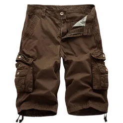 Men's Cargo Shorts Hiking Shorts Zipper Pocket Classic Plain Cycling Outdoor Knee Length Casual Stylish Wine Red White gray Inelastic