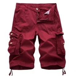 Men's Cargo Shorts Hiking Shorts Zipper Pocket Classic Plain Cycling Outdoor Knee Length Casual Stylish Wine Red White gray Inelastic