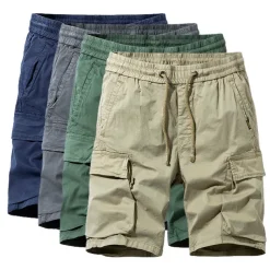 Men's Cargo Shorts Hiking Shorts Military Summer Outdoor Regular Fit 10“ Ripstop Breathable Quick Dry Multi Pockets Shorts Drawstring Elastic Waist Dark Grey Army Green Cotton Fishing Climbing