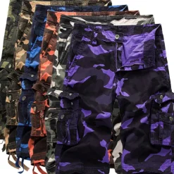 Men's Cargo Shorts Hiking Shorts Leg Drawstring Multi Pocket Multiple Pockets Camouflage Breathable Outdoor Knee Length Casual Daily Streetwear Stylish Black Green Camouflage Blue Micro-elastic