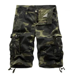 Men's Cargo Shorts Hiking Shorts Leg Drawstring Multi Pocket Multiple Pockets Camouflage Breathable Outdoor Knee Length Casual Daily Streetwear Stylish Black Green Camouflage Blue Micro-elastic