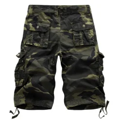 Men's Cargo Shorts Hiking Shorts Leg Drawstring Multi Pocket Multiple Pockets Camouflage Breathable Outdoor Knee Length Casual Daily Streetwear Stylish Black Green Camouflage Blue Micro-elastic
