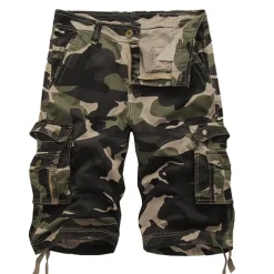 Men's Cargo Shorts Hiking Shorts Leg Drawstring Multi Pocket Multiple Pockets Camouflage Breathable Outdoor Knee Length Casual Daily Streetwear Stylish Black Green Camouflage Blue Micro-elastic