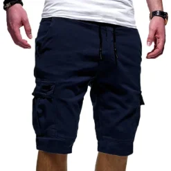 Men's Cargo Shorts Multi Pocket Map Outdoor Sports Knee Length Holiday Going out Weekend Shorts Slim Lake blue Navy Inelastic